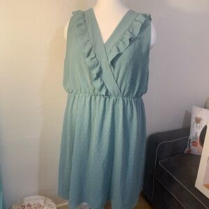 SHEIN Blue Ruffle Midi Dress